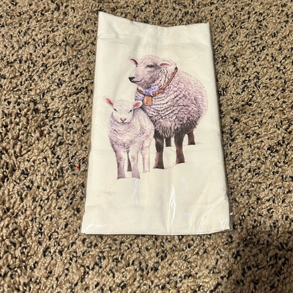 50%offW❤️ Mary Lake-Thompson Spring Sheep lamb  Cotton Flour Sack Dish Towel p04